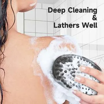 Metene 2 Pack Silicone Body Scrubber, Exfoliating Body Scrubber for Use in Shower,Lathers Well, Long Lasting, Soft Body Scrubber for Shower and Bath Skincare Routine(Black).