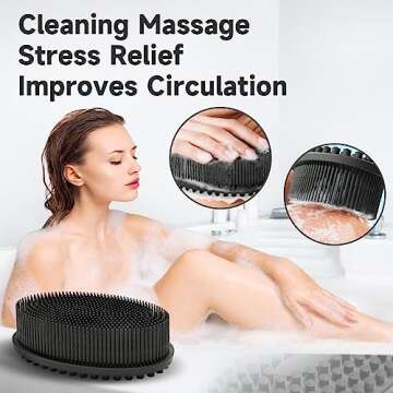 Metene 2 Pack Silicone Body Scrubber, Exfoliating Body Scrubber for Use in Shower,Lathers Well, Long Lasting, Soft Body Scrubber for Shower and Bath Skincare Routine(Black).