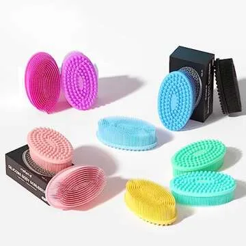 Metene 2 Pack Silicone Body Scrubber, Exfoliating Body Scrubber for Use in Shower,Lathers Well, Long Lasting, Soft Body Scrubber for Shower and Bath Skincare Routine(Black).