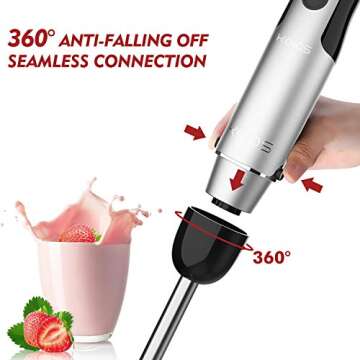KOIOS 800W Stainless Steel 12-Speed Immersion Blender