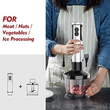 KOIOS 800W Stainless Steel 12-Speed Immersion Blender