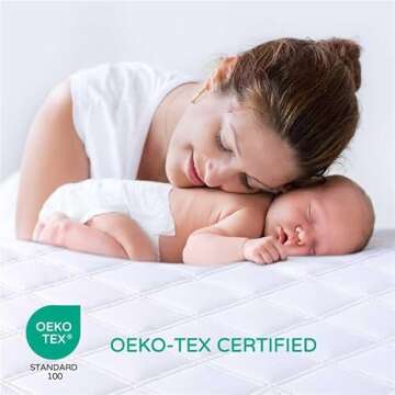 Yoofoss Waterproof Mini Crib Mattress Protector 2 Pack, Quilted Mini Crib Mattress Pad Cover Soft and Breathable, Machine Washable Portable Mattress Protector for Standard Baby Mini Crib Size 38"X24"