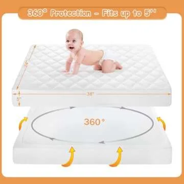 Yoofoss Waterproof Mini Crib Mattress Protector 2 Pack