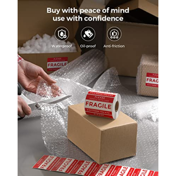 MUNBYN 3" x 2" Fragile Stickers for Safe Shipping