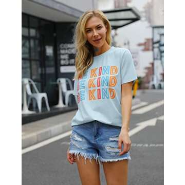 Blooming Jelly Womens Be Kind Shirt Short Sleeve Graphic Tees Loose Fit Tshirts Cute Casual Summer T...