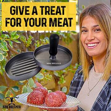 BBQ DREAMER Burger Press Patty Maker - Perfect for Griddles & Barbecues