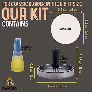 BBQ DREAMER Burger Press with Patty Papers & Brush