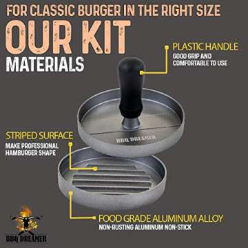 BBQ DREAMER Burger Press with Patty Papers & Brush