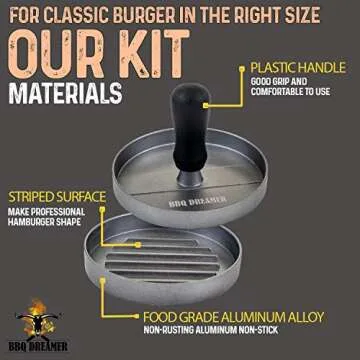 BBQ DREAMER Burger Press with Patty Papers & Brush