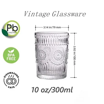 Amzcku Vintage Drinking Glass Set of 4 - Stylish & Practical