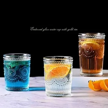 Amzcku Vintage Drinking Glass Set of 4 - Stylish & Practical