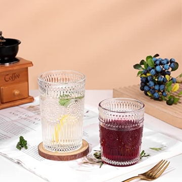 Amzcku Vintage Drinking Glass Set of 4 - Stylish & Practical