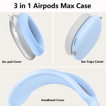 Silicone Case Cover for AirPods Max Headphones,Ear Pad Case Cover/Ear Cups Cover/Headband Cover for AirPods Max(USB-C/Lightning)(2024/2020),Accessories Silicone Protector for Apple AirPod Max,Sky Blue