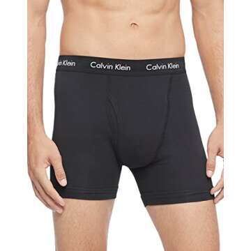 Calvin Klein Men's Underwear Cotton Stretch 3 Pack Boxer Briefs, Black, Small