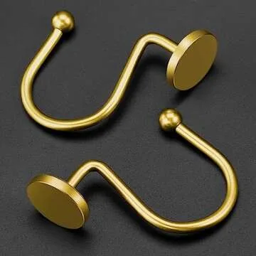 CHICTIE Gold Shower Curtain Hooks, Rustproof Shower Curtain Rings for Bathroom, Metal Shower Hooks for Shower Curtain Rod, Modern Decorative Shower Curtain Hangers Set of 12, Round Heavy Duty Design