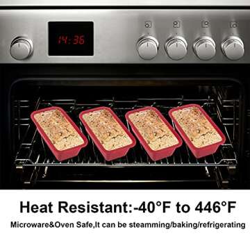 Silicone Mini Loaf Pan Set of 4, NonStick Easy Release Rectangle Silicone Mini Cake Pan for Baking Bread, Flexible BPA Free Silione Baking Mold and Bread Mold, Toast Pan, Brownie Loaf Pan, Cake Mold…