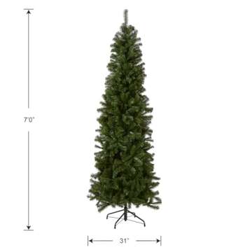 National Tree Company Artificial Slim Christmas Tree, Green, North Valley Spruce, Includes Stand, 7 Feet