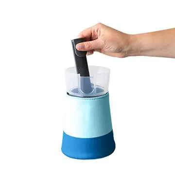 Rabbit Freezable Cocktail Maker, 32 oz Frozen Drink Mixer for Margaritas, Piña Coladas, Mocktails - Complete Set Carafe, Sleeve, Stir Spoon, Recipe Booklet - Ideal for Parties & Gatherings (Blue)