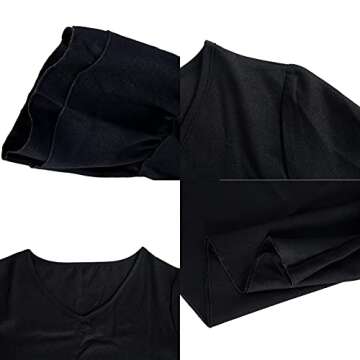 Summer Dresses Swimsuit Cover ups for Women Casual Bell Sleeve V Neck Shift Dress Short Beach House Dresses(Black)