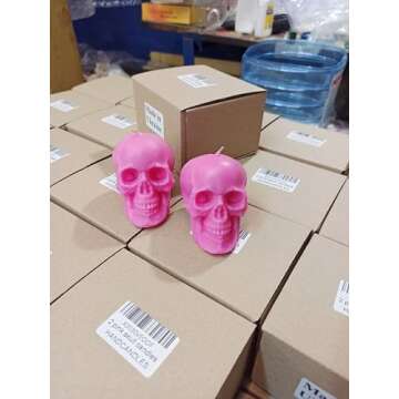 2 pcs pink skull candles for love spells (gift, witches, witch, figure, aessthetic, skeleton, goth, spooky, ritual, fireplace, decorations, bloody, brain, spiritual, weird, satanic, drip)