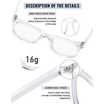 PANNER Oversized Square Blue Light Blocking Glasses Clear for All