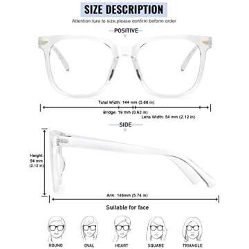 PANNER Oversized Square Blue Light Blocking Glasses Clear for All