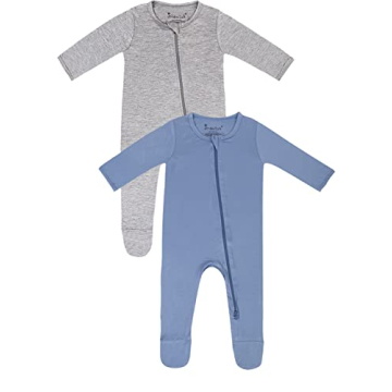 Jimonda Rayon Baby Pajamas, 2-Way Zipper One-Piece Footies for Infants