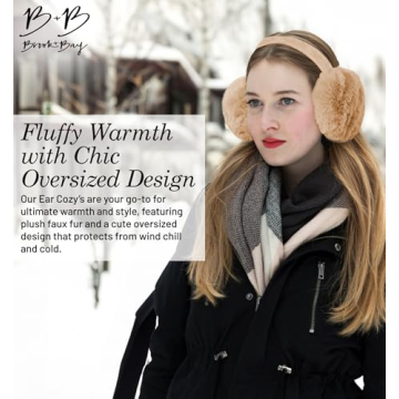 Brook + Bay Foldable & Furry Ear Muffs For Women & Men, Fleece Ear Warmers For Women, Ear Muffs For Winter, Women Earmuffs