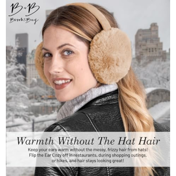 Brook + Bay Foldable & Furry Ear Muffs For Women & Men, Fleece Ear Warmers For Women, Ear Muffs For Winter, Women Earmuffs