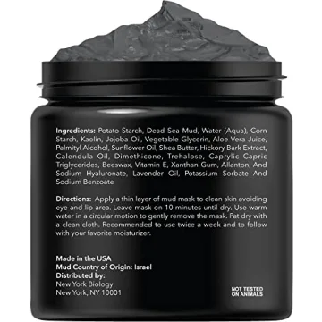 New York Biology Dead Sea Mud Mask for Face and Body - Spa Quality Pore Reducer for Acne, Blackheads & Oily Skin, Natural Skincare for Women, Men - Tightens Skin for A Healthier Complexion - 8.8 oz