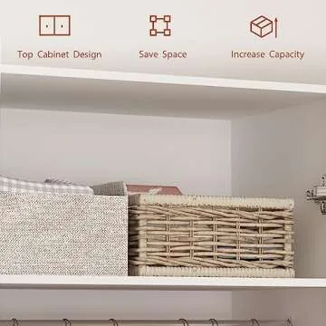 Homsee Wardrobe Armoire with 2 Doors, 2 Drawers, Hanging Rod & 2 Compartments, Wooden Closet Storage Cabinet with Gold Handles for Bedroom, White (31.5”L x 19.1”W x 71.1”H)