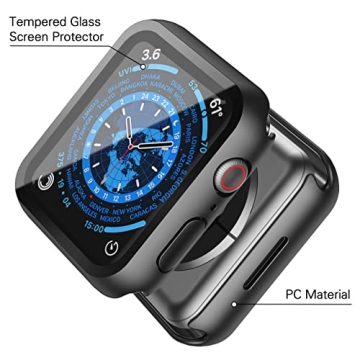 Durable Hard PC Case with Tempered Glass for Apple Watch