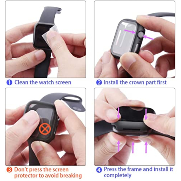 Durable Hard PC Case with Tempered Glass for Apple Watch