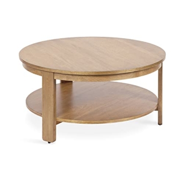 Foxford Round Coffee Table Two-Tier Storage Durable Wood