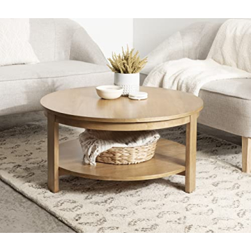 Foxford Round Coffee Table Two-Tier Storage Durable Wood