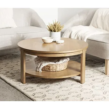 Foxford Round Coffee Table Two-Tier Storage Durable Wood