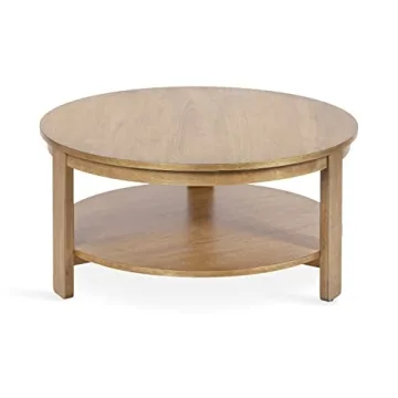 Foxford Round Coffee Table Two-Tier Storage Durable Wood