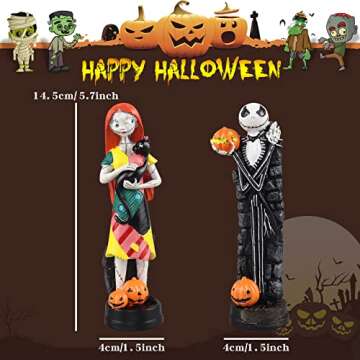 nezababy A Nightmare Before Christmas Figurines Jack Skellington Sally with Pumpkin Statues Sets Dec...