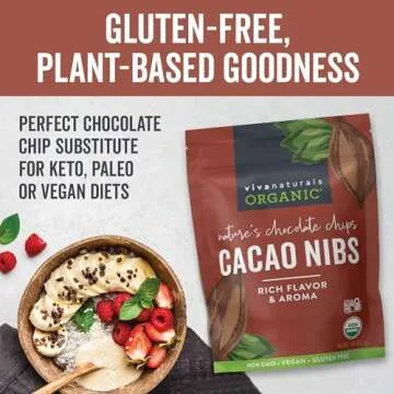 Viva Naturals Organic Cacao Nibs, 1 Lb - Certified Keto and Vegan Superfood, Perfect for Gluten Free Baking, Cacao Nib Smoothies and Healthy Snacks, Premium Criollo Beans, Non-GMO