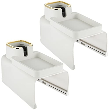Tessco 2 Pack Silicone Sofa Arm Tray with Cup Holder - Beige, Non-Slip, Elegant