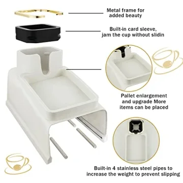 Tessco Silicone Sofa Arm Tray with Cup Holder - Non-Slip Beige