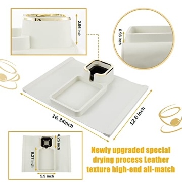 Tessco Silicone Sofa Arm Tray with Cup Holder - Non-Slip Beige