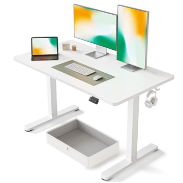 FEZIBO 48 x 24 Inches Standing Desk with Drawer, Adjustable Height Electric Stand up Desk with Stora...