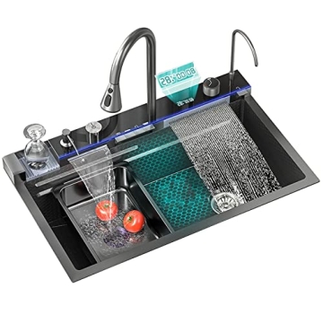 High-Quality Large Single Groove 304 Stainless Steel Kitchen Sink with Digital Display