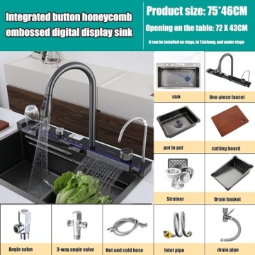 Premium Digital Display Stainless Steel Kitchen Sink