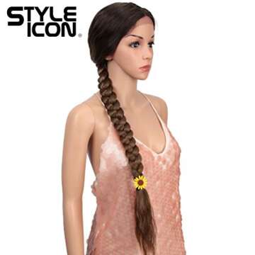 Style Icon 41" Lace Front Wigs Super Long Wavy Wig Middle Part Lace Wigs 130% Density Synthetic Wigs(41", TT6/30W)