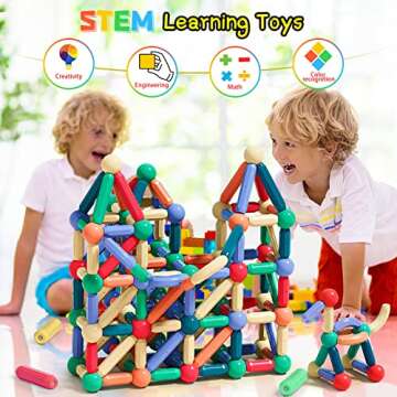UREC 64Pcs Magnetic Building Blocks, Montessori Magnet Toys for Toddlers, STEM Learning Toys for Boy...