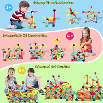 UREC 64Pcs Magnetic Building Blocks, Montessori Magnet Toys for Toddlers, STEM Learning Toys for Boys and Girls, Creativity Kids Games, ABS Material, Non-Toxic, Ages 3+, MGB-64