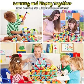 UREC 64Pcs Magnetic Building Blocks, Montessori Magnet Toys for Toddlers, STEM Learning Toys for Boys and Girls, Creativity Kids Games, ABS Material, Non-Toxic, Ages 3+, MGB-64