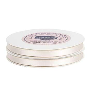 VATIN Double Face Cream Satin Ribbon 1/4" Continuous 50 Yards,Cream Polyester Fabric Ribbon use for Bows Bouquet, Gift Wrapping, Floral Arrangement Wedding Decoration